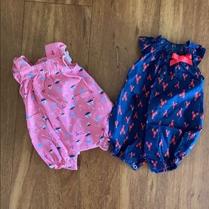 2  new born baby girl rompers